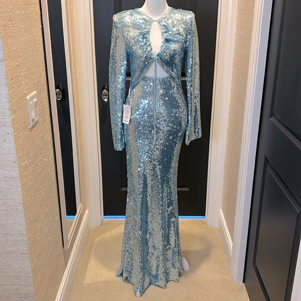 Self-Portrait Blue Sequin Maxi Dress